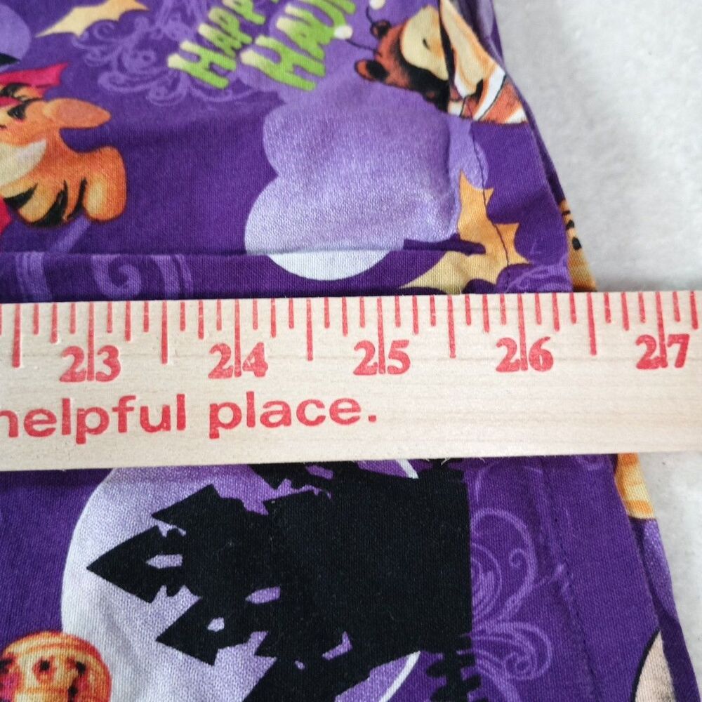 Disney Pooh Tigger Piglet Scrub Top L Purple Halloween Happy Haunting - Picture 9 of 10